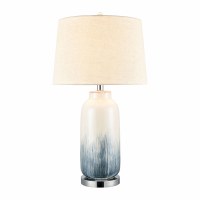 27" White and Blue Ceramic Lamp