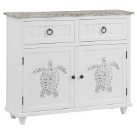 44" Boardwalk and White Two Drawer Two Turtle Door Cabinet