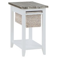 14" Boardwalk and White One Basket End Table