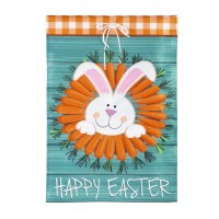 18" x 13" Bunny in a Carrot Wreath Mini Garden Flag