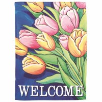 44" x 30" "Welcome" Tulips Large Flag