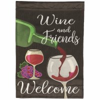 18" x 13" "Wine and Friends Welcome" Mini Garden Flag