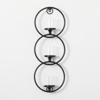 25" Black Three Ring Wall Sconce