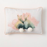 14" x 20" Two Brown Bunnies With a 3D Tail Decorative Pillow