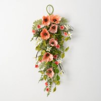 27" Faux Peach Poppy Drop