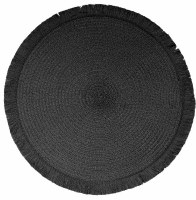 15" Round Black Malta Fringe Placemat