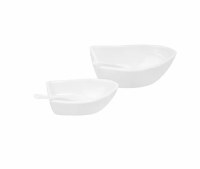 Set of Two White Ceramic Boats With Spreaders