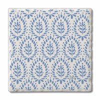 Set of Four Square Blue Leaves Pattern Coasters