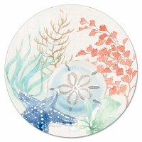 13" Round Seaside Glass Lazy Susan