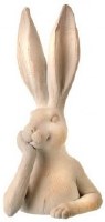 12" Ivory Polyresin Bunny Resting Head on One Hand Bust