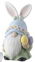 6" Blue Hat Polyresin Bunny Easter Gnome