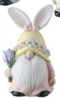 6" Yellow Hat Polyresin Bunny Easter Gnome