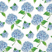 6.5" Square Blue Hydrangeas Scattered Lunch Napkins
