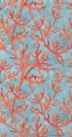 8" x 4" Coral Coral on Blue Background Guest Towels