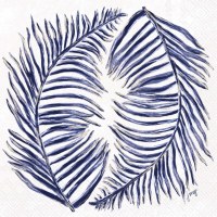 6.5" Square Blue Palm Fronds Lunch Napkins