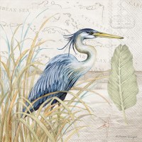 5" Square Blue Heron in the Grass Beverage Napkins
