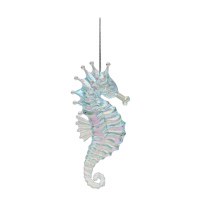 5" Clear Iridescent Acrylic Seahorse Ornament