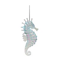 5" Clear Iridescent Acrylic Seahorse Ornament