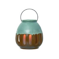 8" Turquoise and Brown Ceramic Lantern