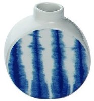 5" Blue and White Ceramic Round Vase