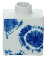 5" Blue and White Ceramic Square Shaped Vase