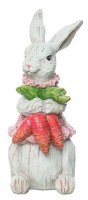 5" White Polyresin Bunny Holding Carrots