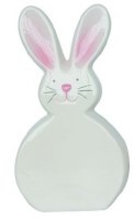 12" Ceramic Pink and White Flat Bunny Statue