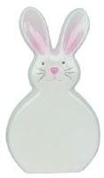 Medium Ceramic Pink and White Flat Bunny Statue