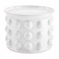 4" x 5" White Dots Ceramic Pillar Candleholder by Mud Pie