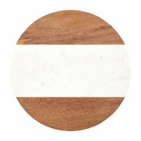 16" Round Wood and Marble Lazy Susan by Mud Pie