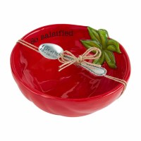 6" Red Tomato Bowl With a Spoon by Mud Pie