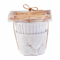 Set of Two Scallop Shell and Stripe Bowls With Shell Topped Toothpicks by Mud Pie