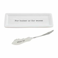 3" x 8" white Butter Dish With a Spreader by Mud Pie