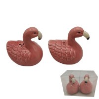 3" Pink Ceramic Flamingo Salt and Pepper Shakers