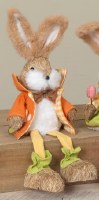 15" Brown Bunny Wearing an Orange Jacket
