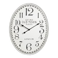 31" x 24" White and Black Oval Wall Clock