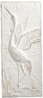 29" x 12" Distressed White Heron With Wings Up Coastal Metal Wall Art Plaque