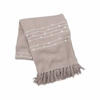 50" x 60" Beige and White Tabb Throw Blanket