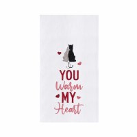 27" x 18" "You Warm My Heart" Cat Flour Sack Kitchen Towel