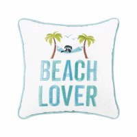 10" Sq "Beach Lover" Dog in a Hammock Decorative Pillow