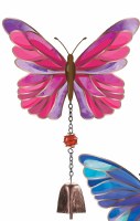 13" Purple Glass Butterfly With a Bell Wind Chime