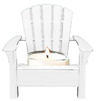 6" White Wood and Glass Chair Votive Holder