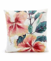 17" Sq Multicolor Hibiscus Decorative Pillow