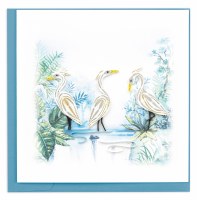 6" Square Three White Herons Quilling Card