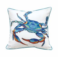 18" Sq Blue Crab Decorative Indoor/Outdoor Pillow