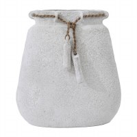 18" White Vase With a Jute Tassel