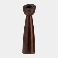 13" Brown Slanted Wood Candleholder