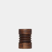 6" Brown Ribbed Wood Pillar Candleholder