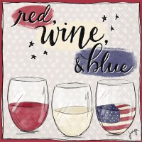 5" Square "Red, Wine, and Blue" Beverage Napkins