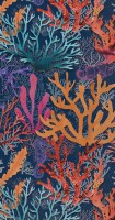 9" x 5" Multicolor Coral on Navy Guest Towels